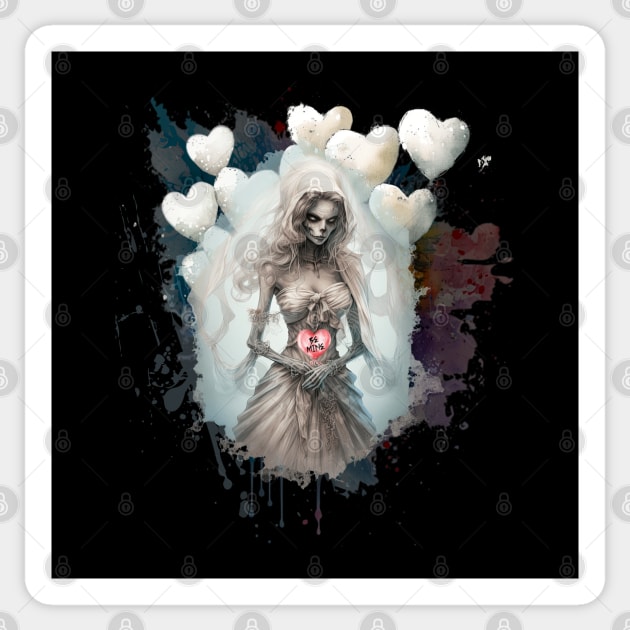 Be Mine Valentine Creepy Ghoul Skeleton Sticker by HolidayBug